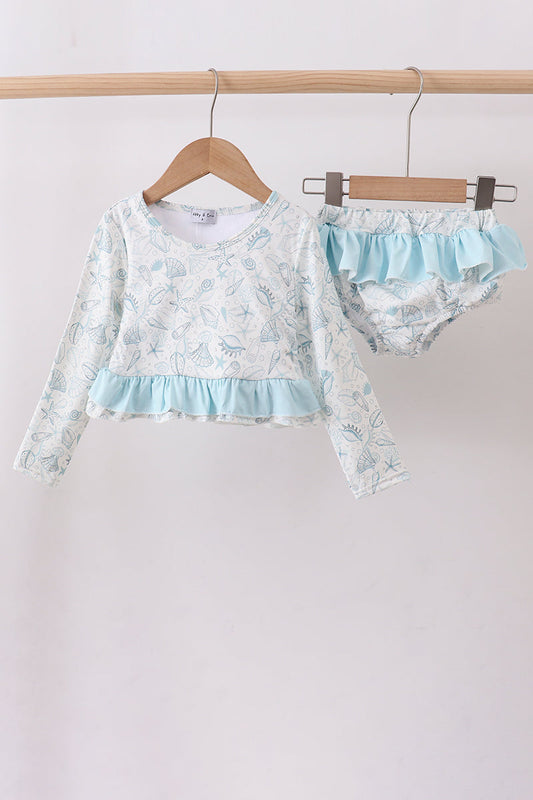 Sea shell  ruffle 2pc swimsuit