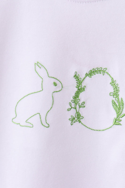 Bunny embroidery gingham shorts set