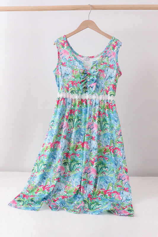 Green tropical garden dress