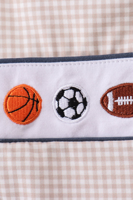 Sports ball embroidery gingham jonjon