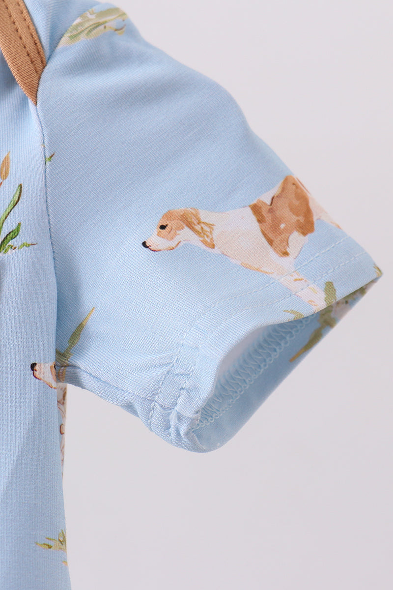 Blue puppy print bamboo bubble