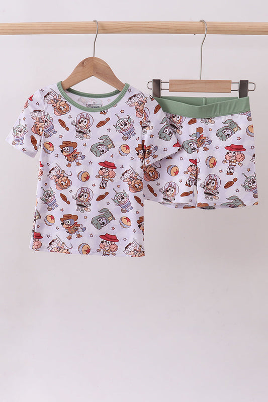 Sage character bamboo pajama shorts set
