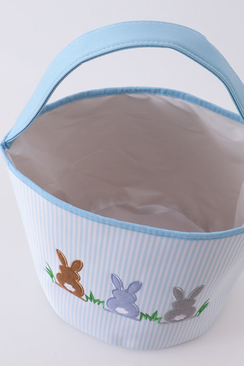 Blue stripe bunny basket