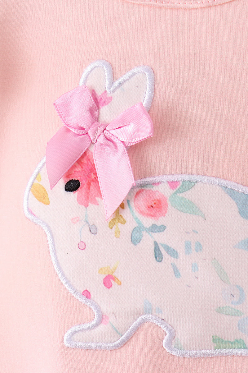 Pink floral bunny applique bloomer set