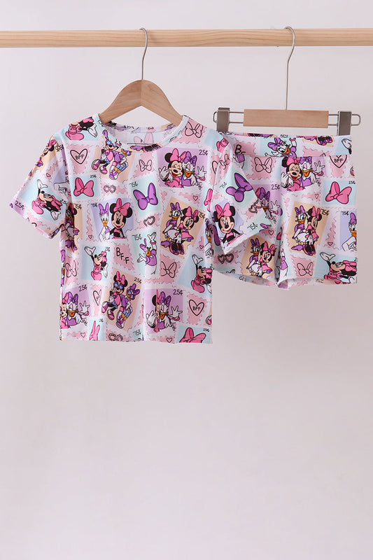 Pink character bamboo pajama set