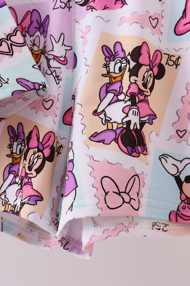 Pink character bamboo pajama set