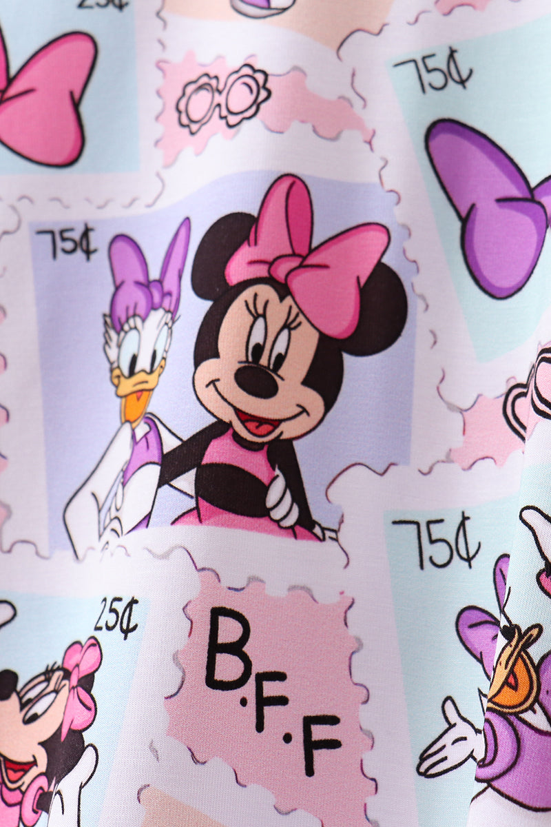 Pink character bamboo pajama set