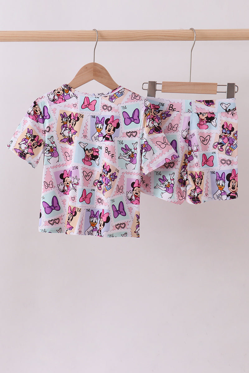 Pink character bamboo pajama set