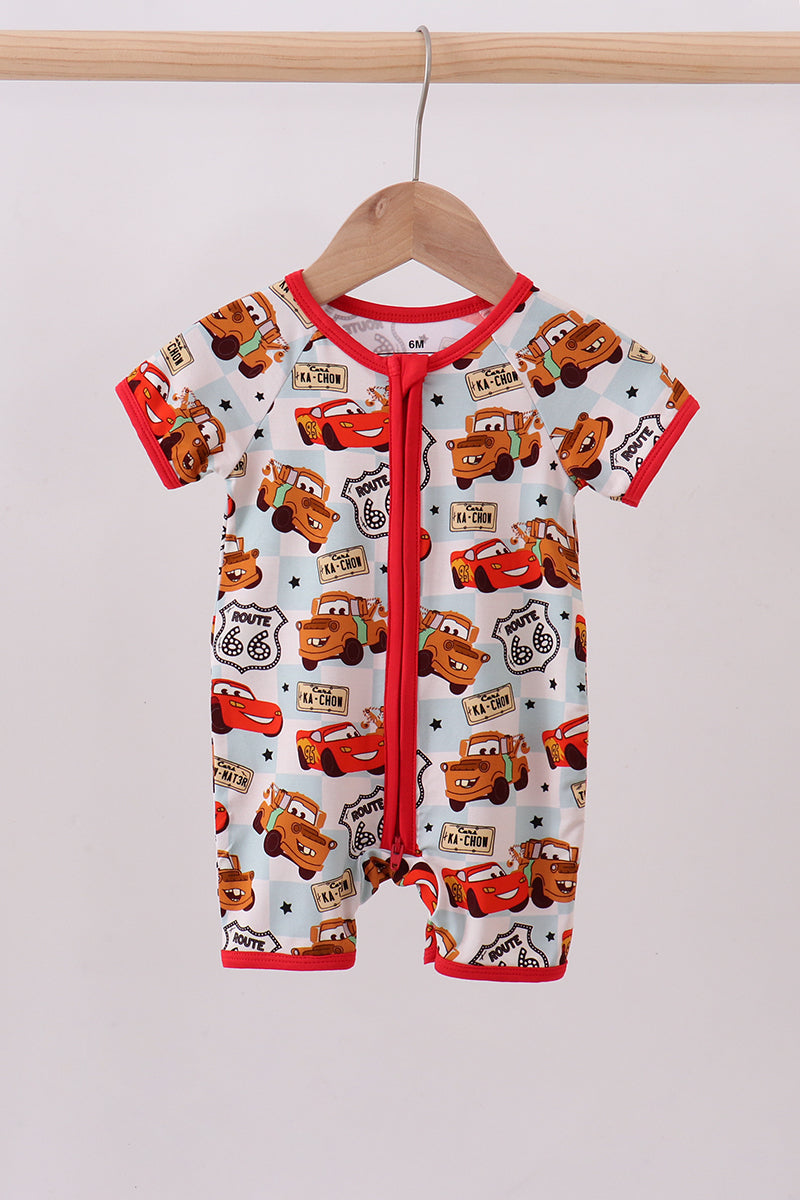 Red character bamboo romper