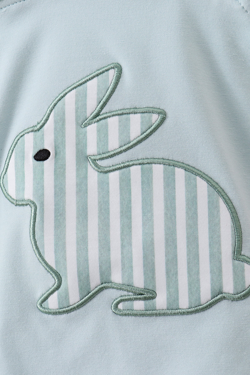 Blue stripe bunny applique bubble