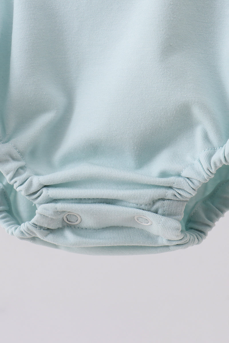 Blue stripe bunny applique bubble