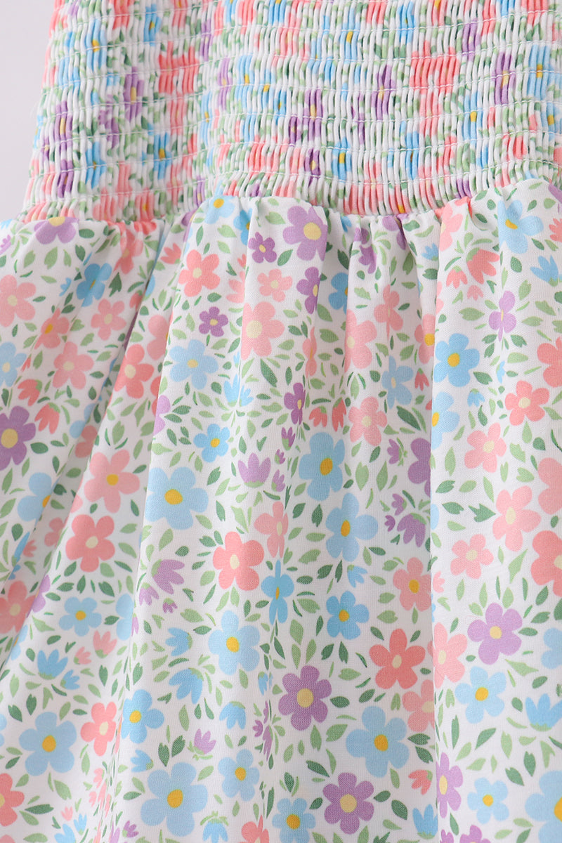 Floral smocked ruffle dress