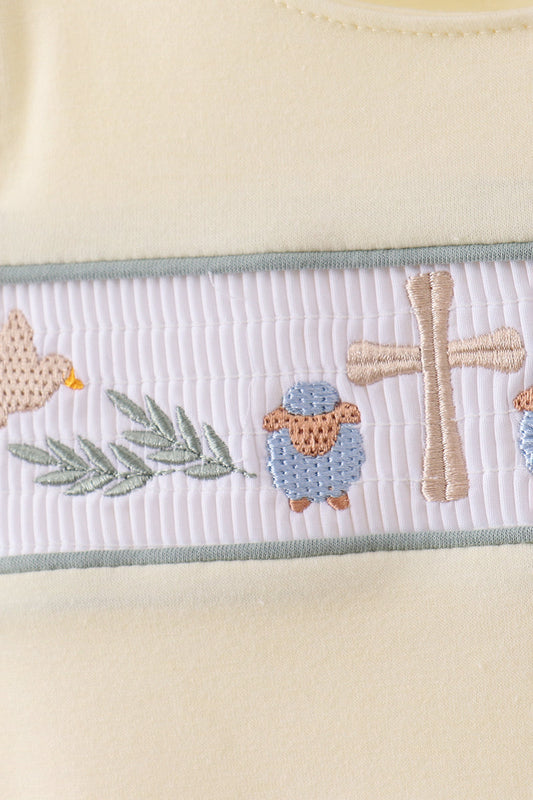 Yellow cross sheep embroidery bubble