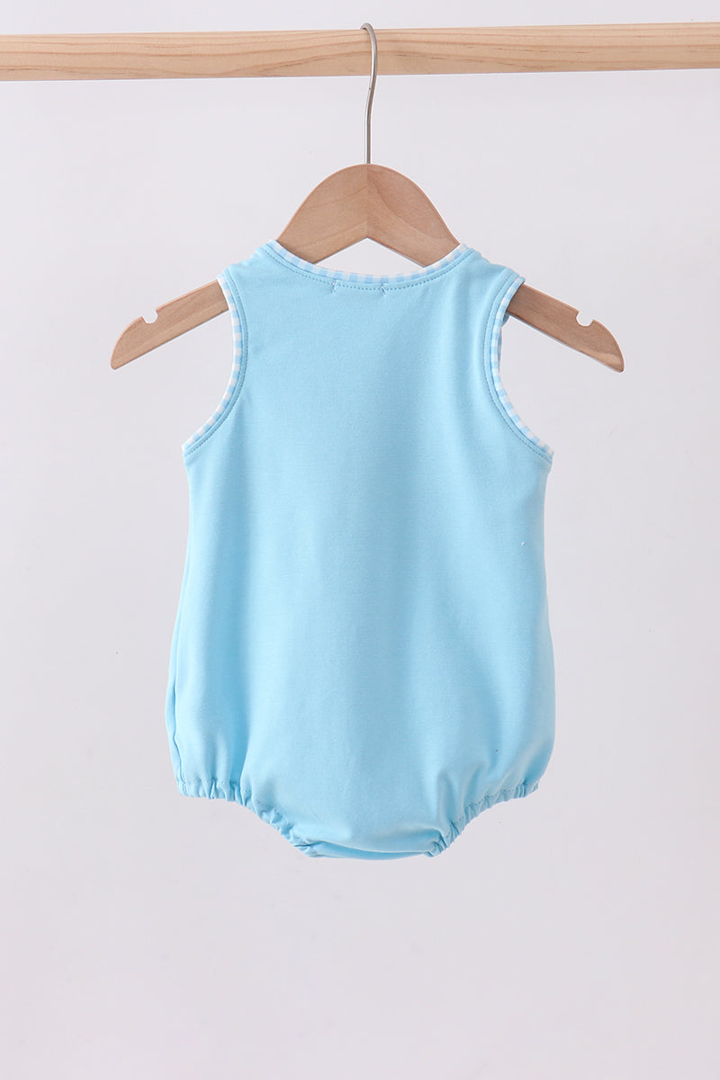 Blue cross applique top