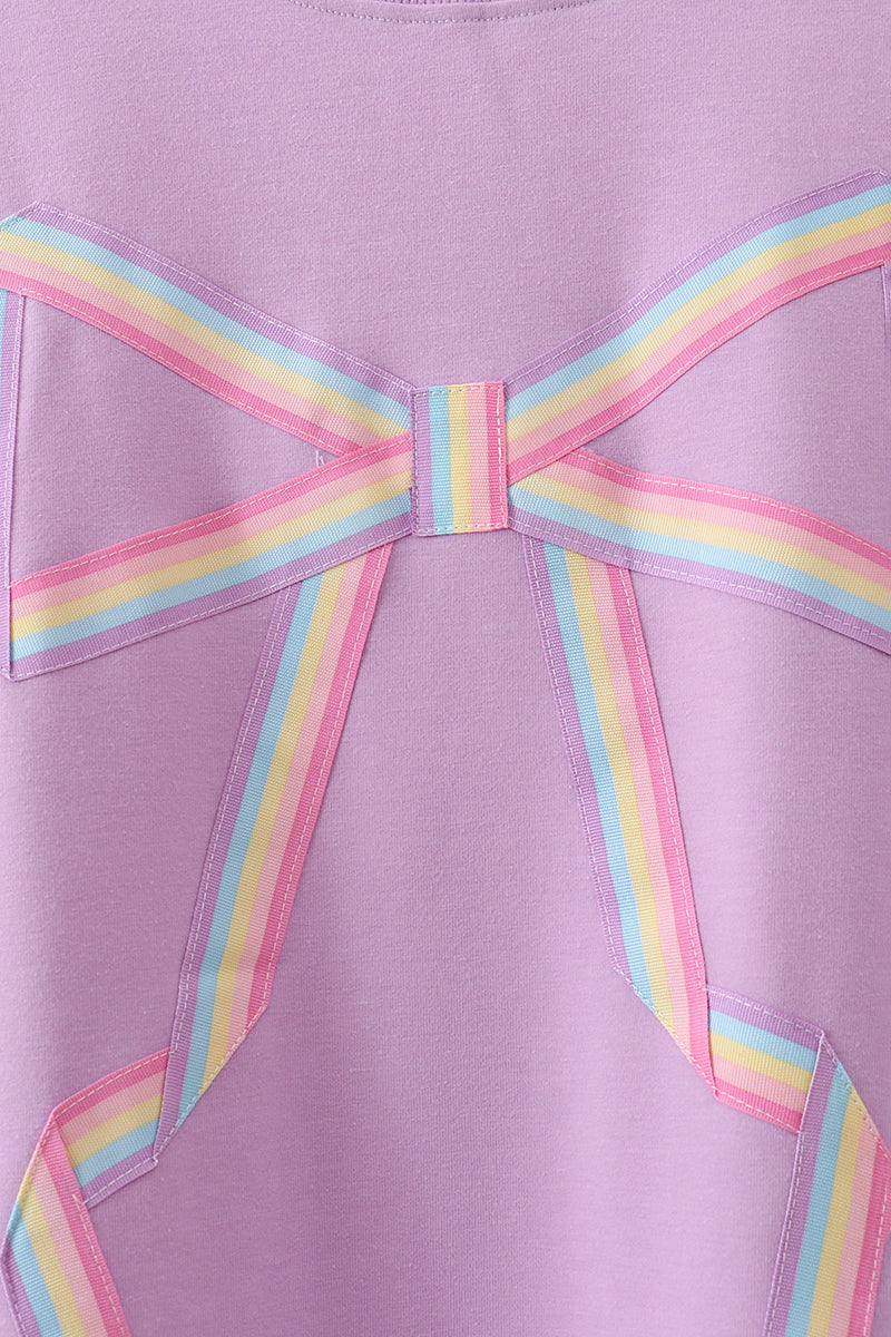 Purple Patriotic hand-sewn bow mom&me sweatshirt