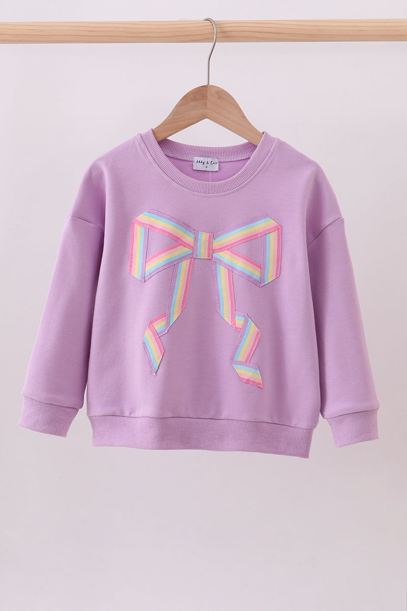 Purple Patriotic hand-sewn bow mom&me sweatshirt