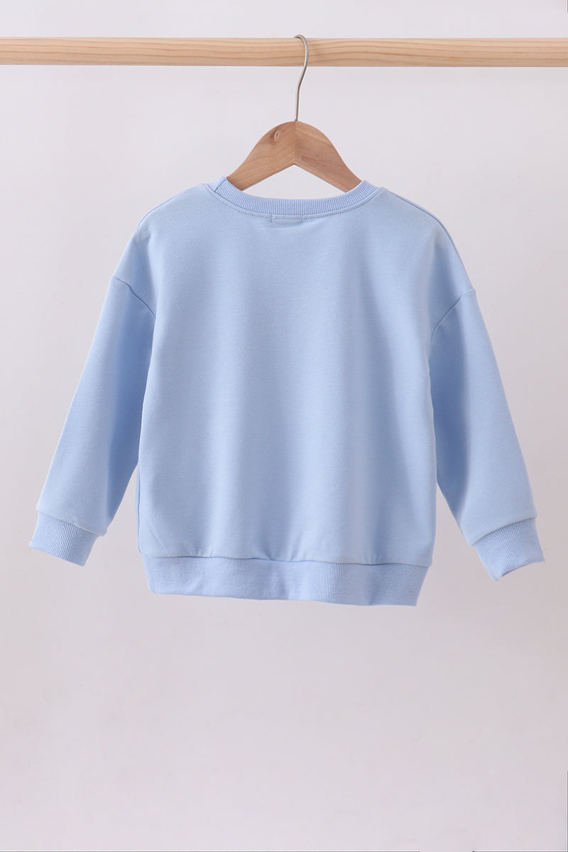 Blue Patriotic hand-sewn bow mom&me sweatshirt