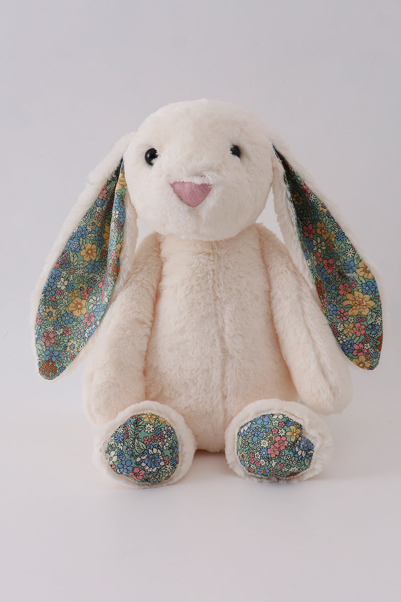 Cream floral plush bunny