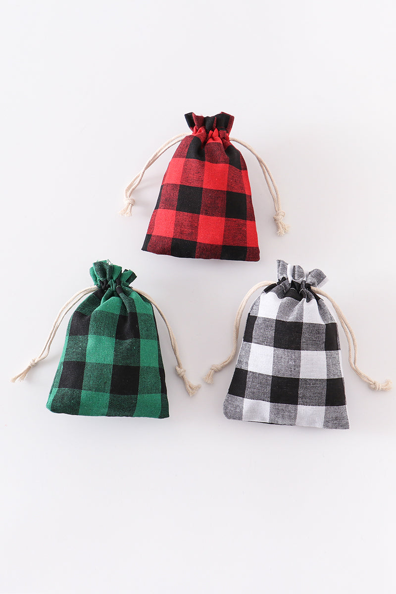 Red Green Black check gift bag