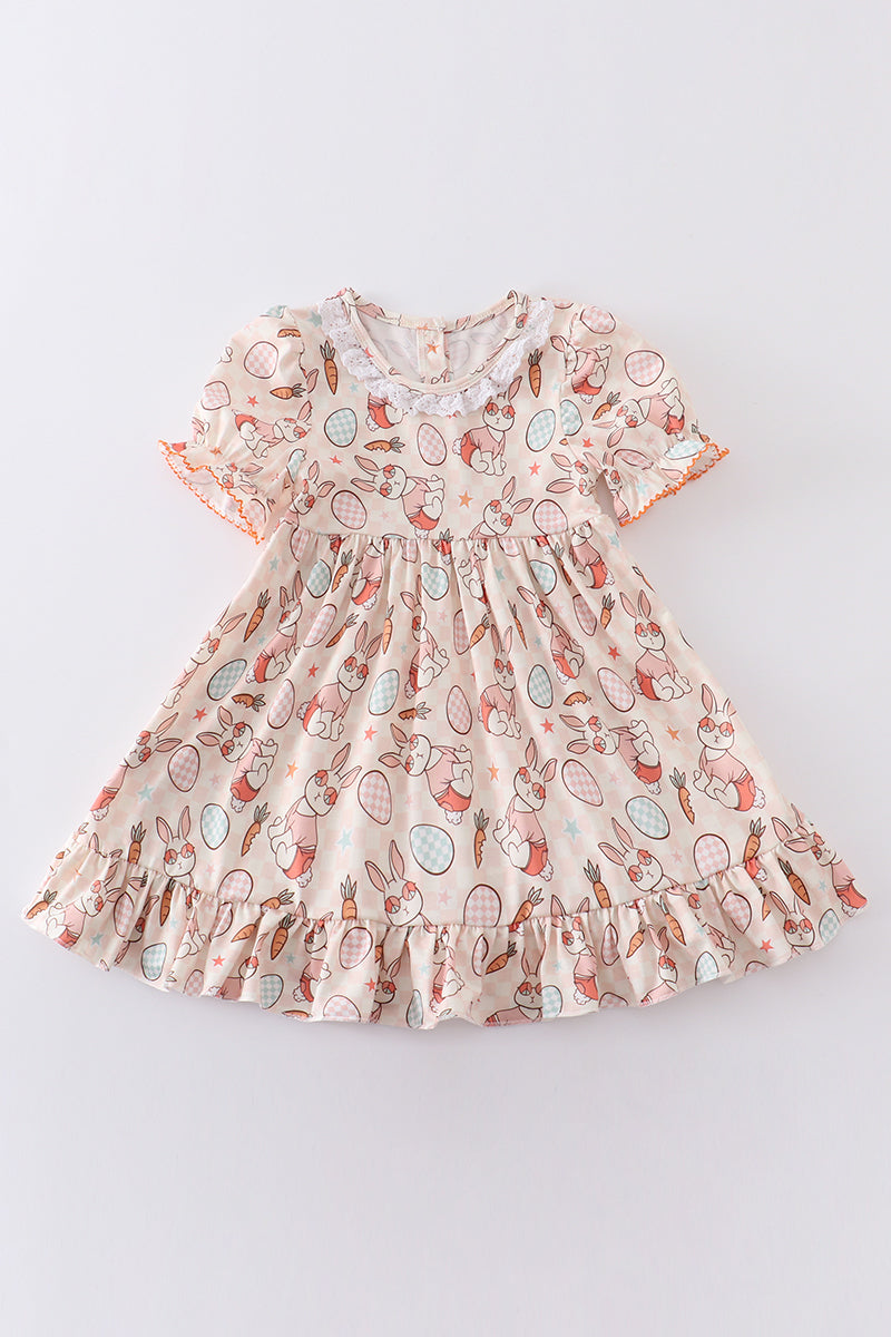 Easter bunny egg print girl dress