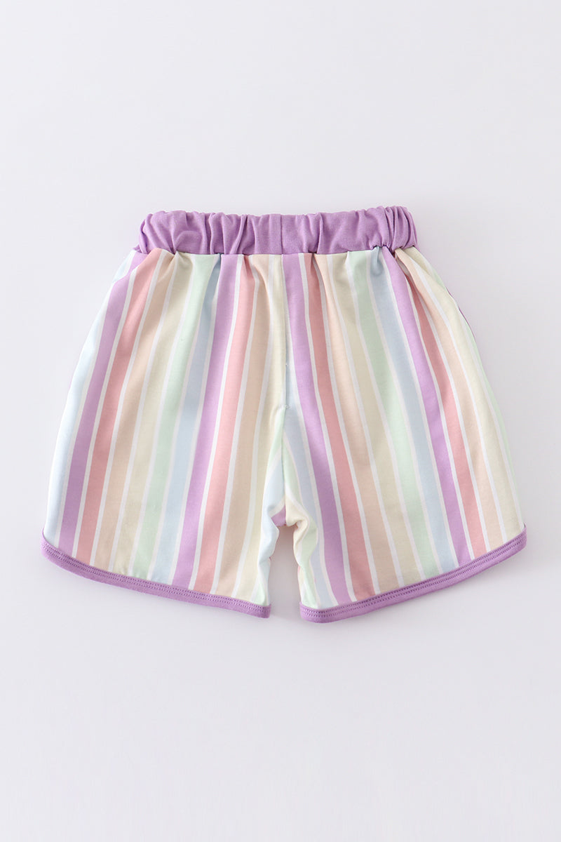 Multicolored stripe ruffle girl shorts