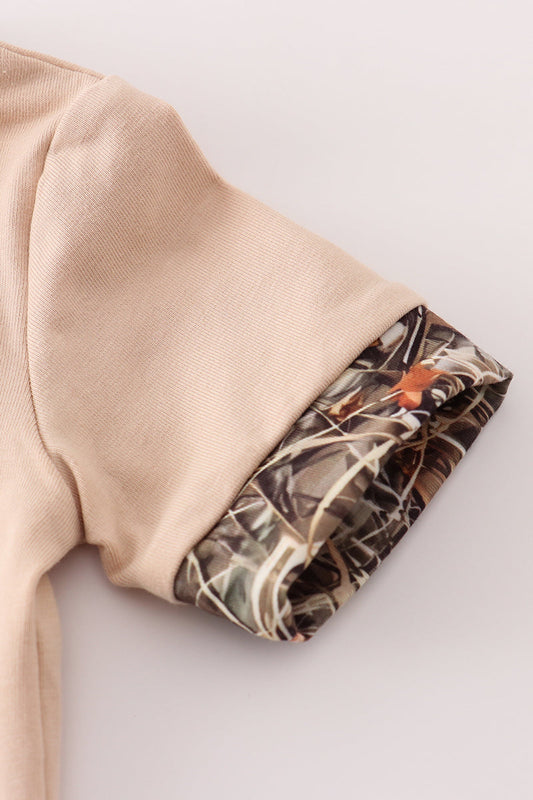 Camouflage hound embroidery romper