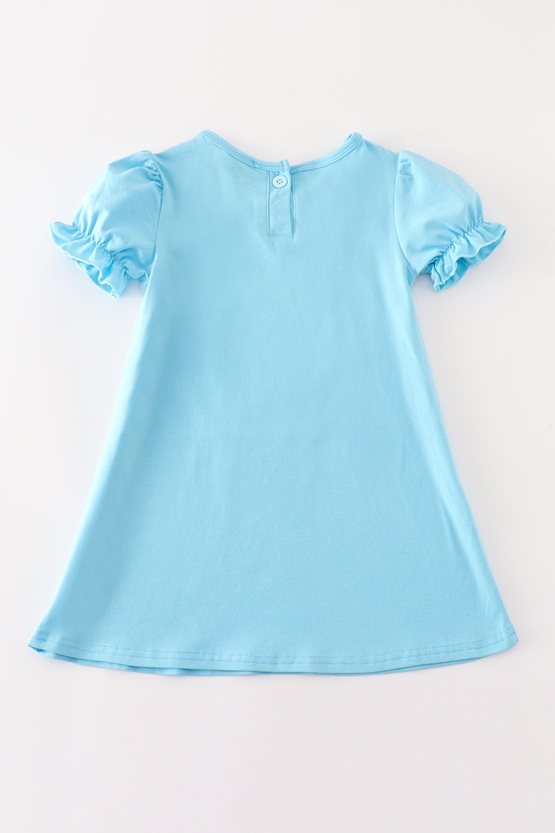 Blue puppy applique dress