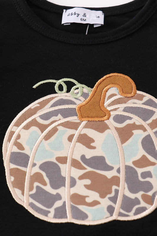 Black camouflage pumpkin applique bloomer set