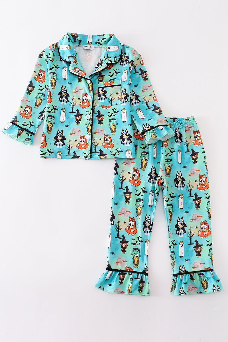 Halloween character print girl pajamas set