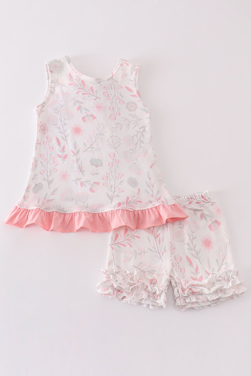 Pink Blush Meadow smocked girl set