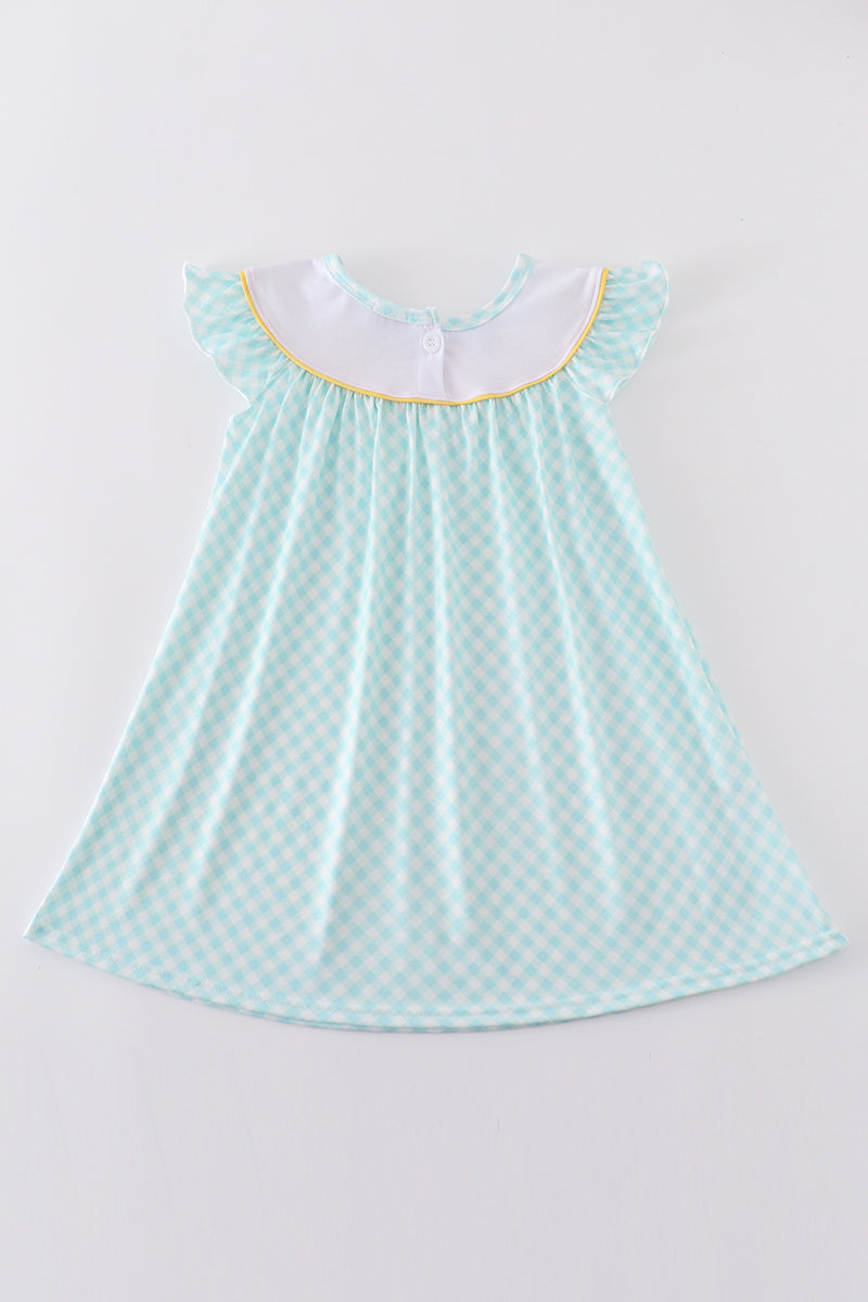 Mint lemon embroidery girl dress