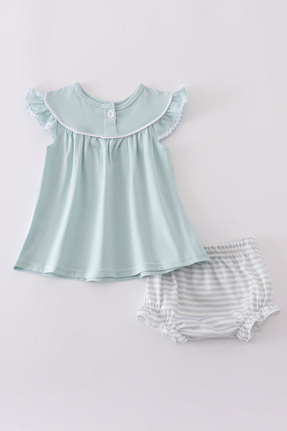 Blue cross embroidery bloomer set
