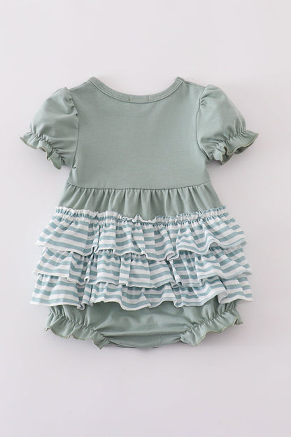 Sage stripe ruffle bubble