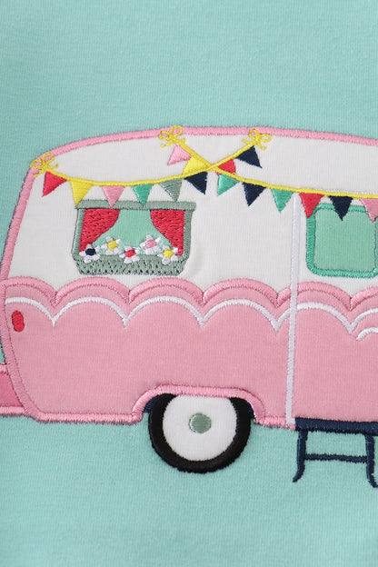 Green camper applique bloomer set