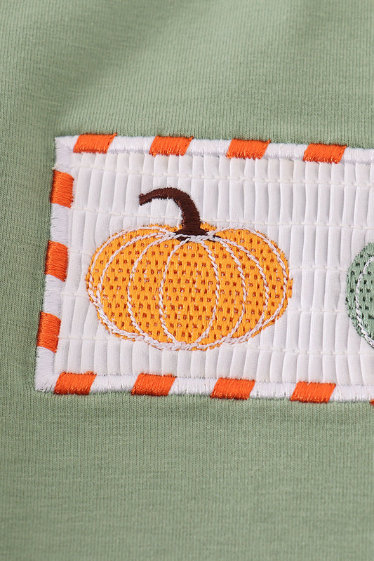 Green pumpkin smocked top