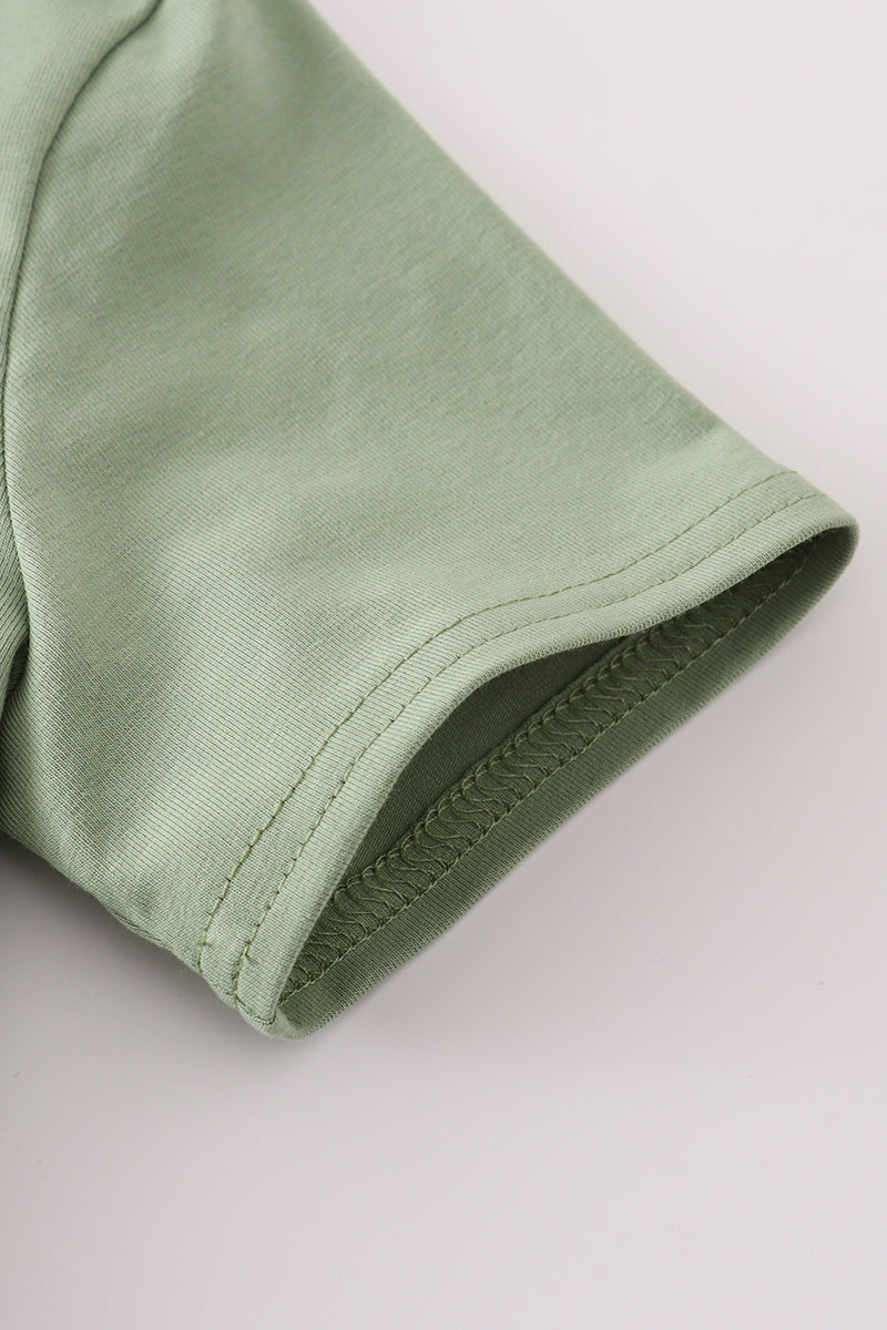 Green pumpkin smocked top
