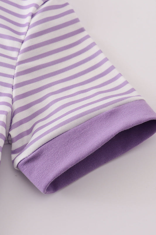 Purple LSU embroidery stripe top