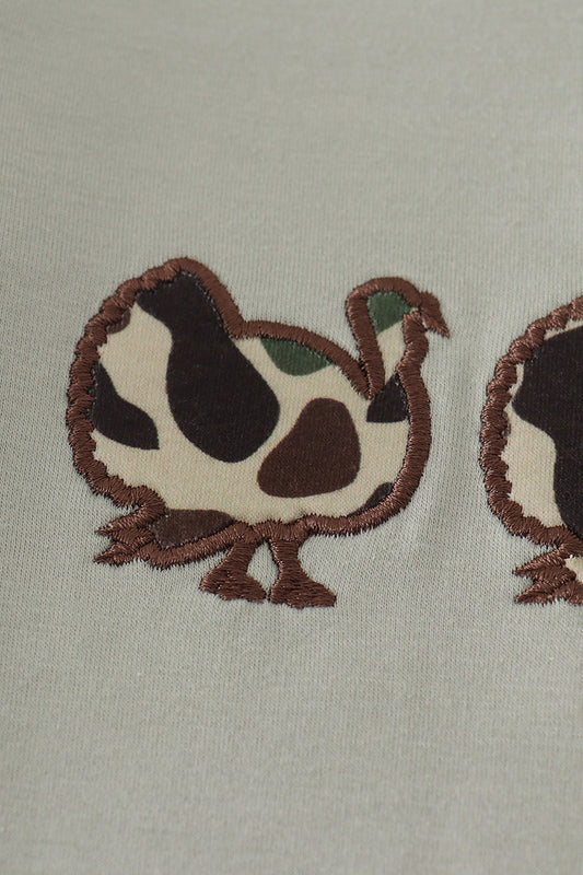 Sage camouflage turkey applique ruffle pants set