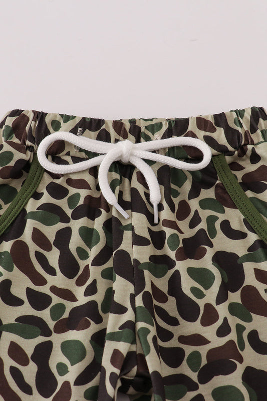Sage camouflage turkey applique pants set