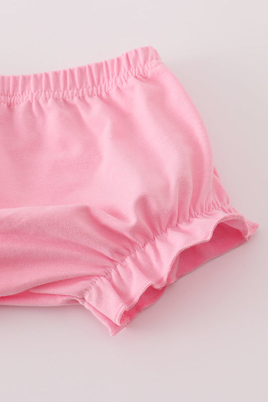 Pink pumpkin embroidery bloomer set