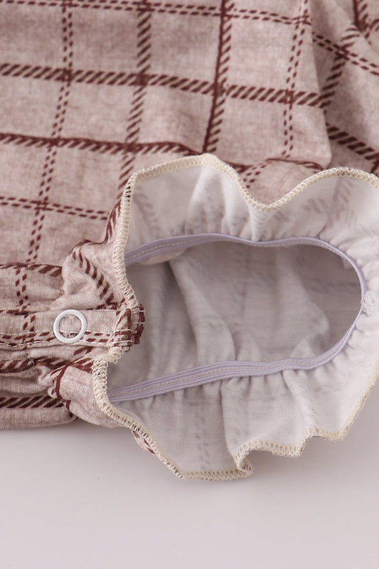 Brown plaid ruffle bubble