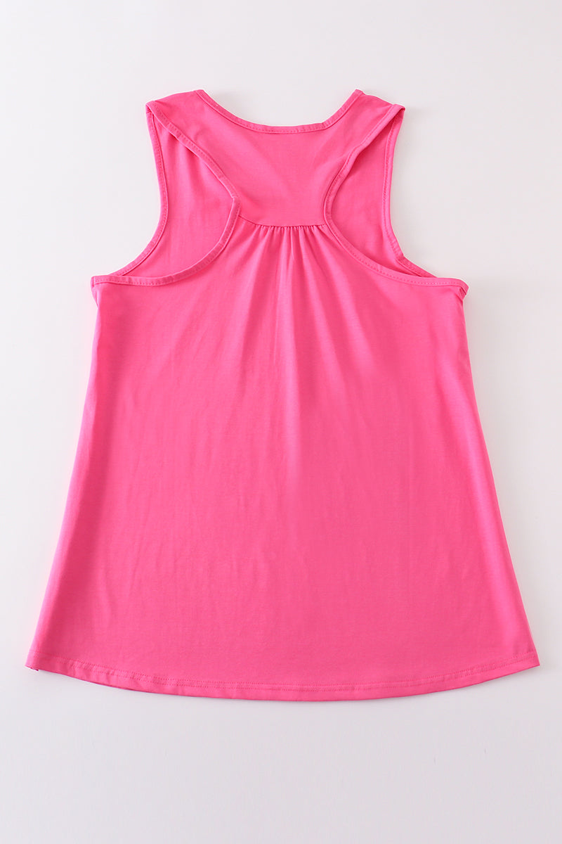 Hot pink blank basic kids teens adult tank top