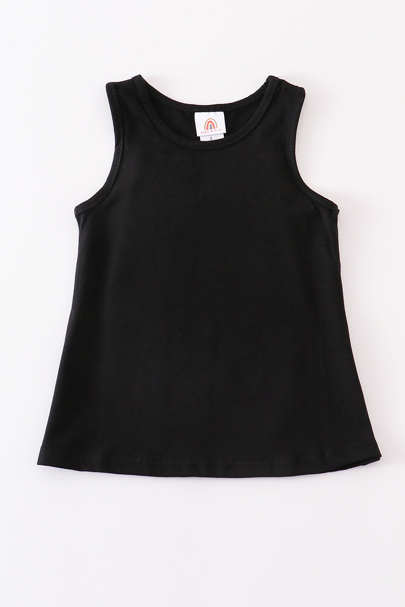 Black blank basic kids teens adult tank top