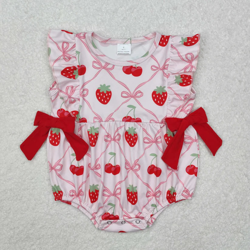 Strawberry Cherry Romper Bow