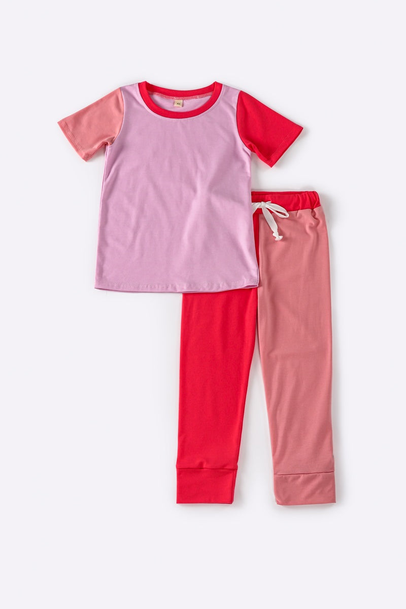 Color blocked girl pants set