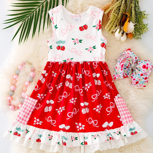 Sweet Strawberry Bow Dress