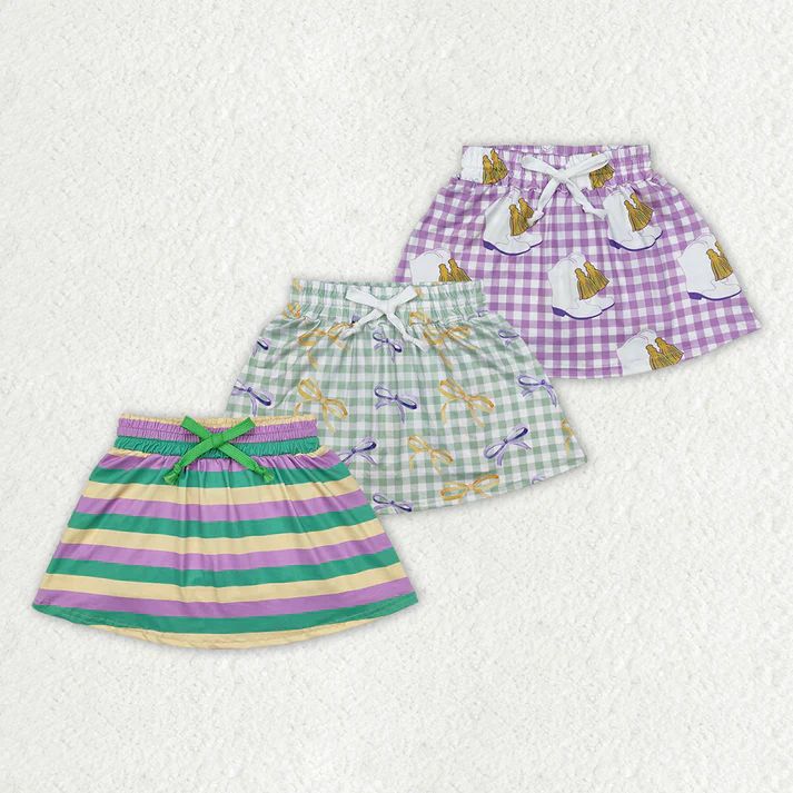 Skorts Purple, Green & Yellow