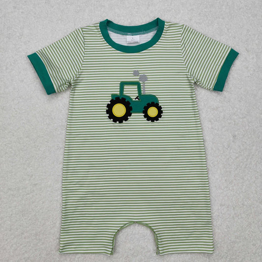 Tractor Stripe Green Romper