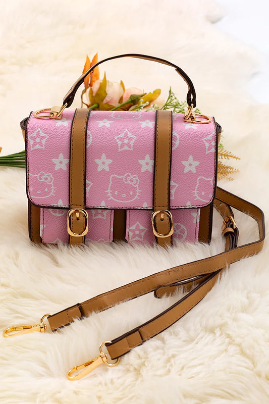 Pink Tan Kitty Crossbody Purse