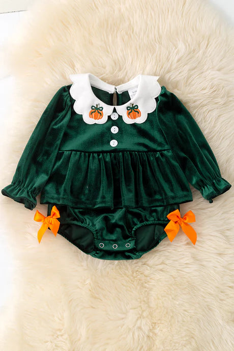 Velvet Pumpkin Romper